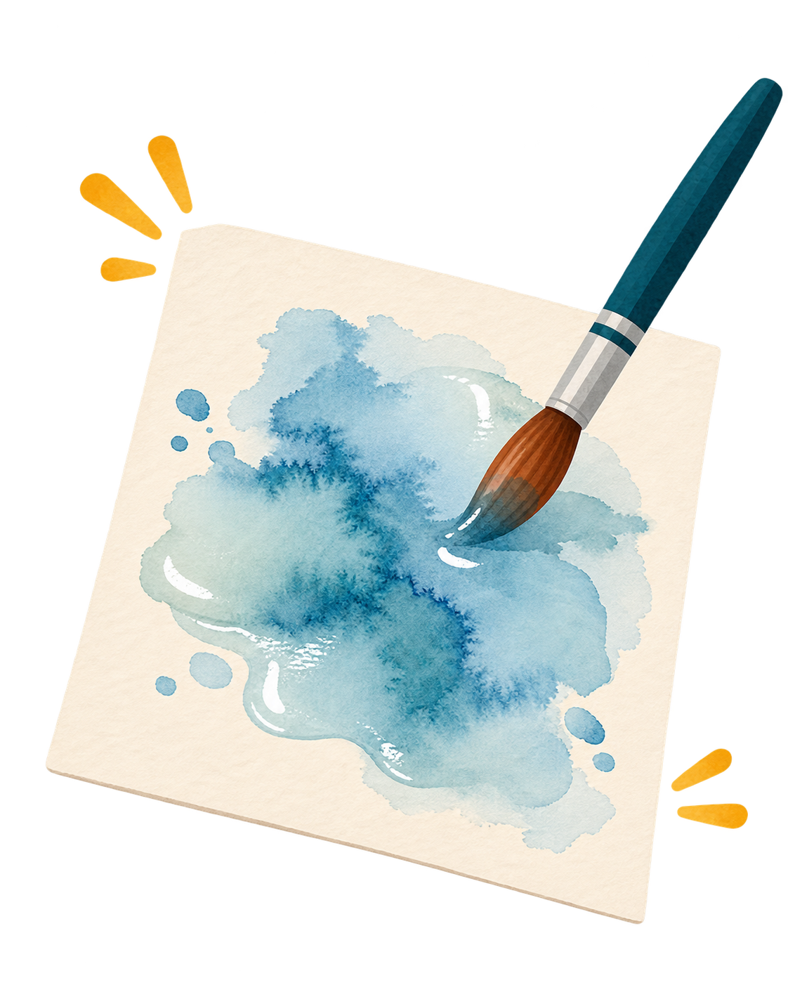 Sehr nasses Aquarellpapier mit stark verlaufender Farbe