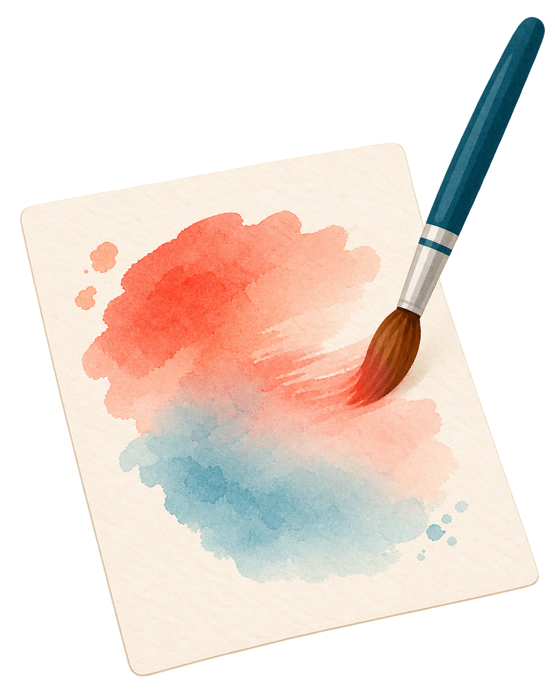Feuchtes Aquarellpapier mit weich verlaufendem Pinselstrich
