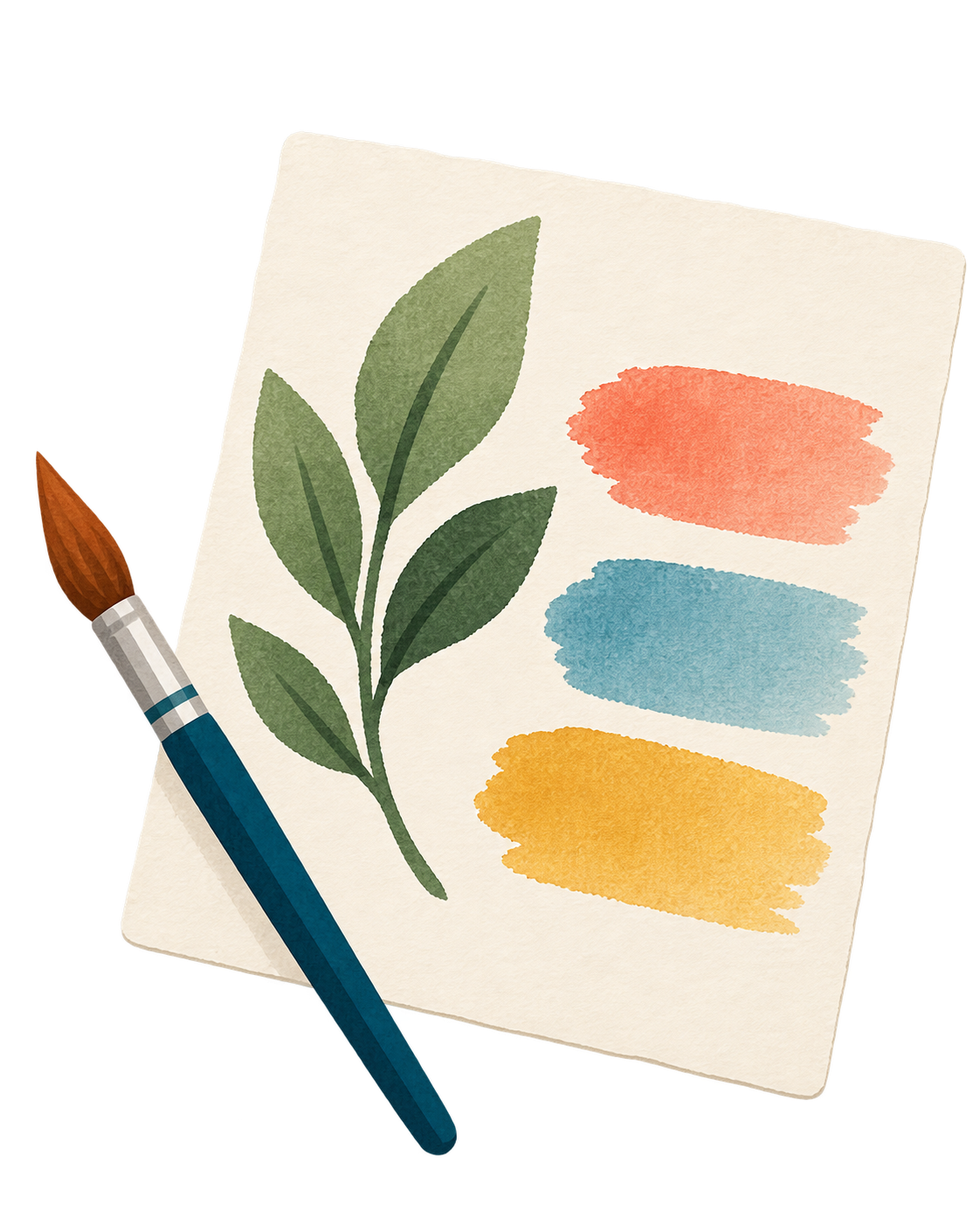 Trockenes Aquarellpapier mit klar begrenztem Pinselstrich